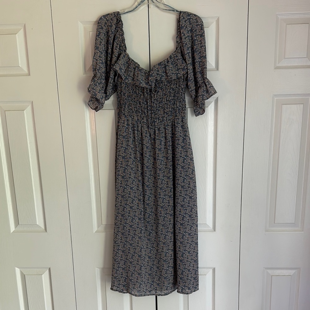 Hudson Gray Blue Floral Midi Sundress